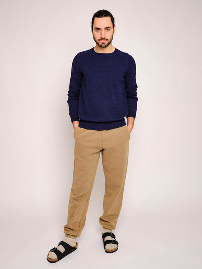 Knitted crewneck alpaca sweater for men